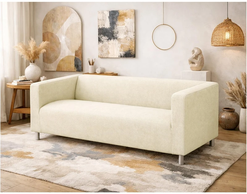 The Durable Cotton Cliff Loveseat Cover Replacement is Custom Made. It Fits IKEA Klippan Loveseat Slipcover, A Sofa Cover Replacement. (Cotton Beige) - Image 1