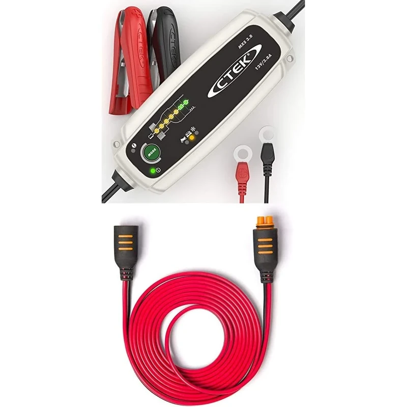 Ctek Mxs 3.8 Multi Functional 7-Stage Battery Charger 3.8 a (Uk Plug) and Ctek 56-304 Comfort Connect Extension Cable, 2.5 M