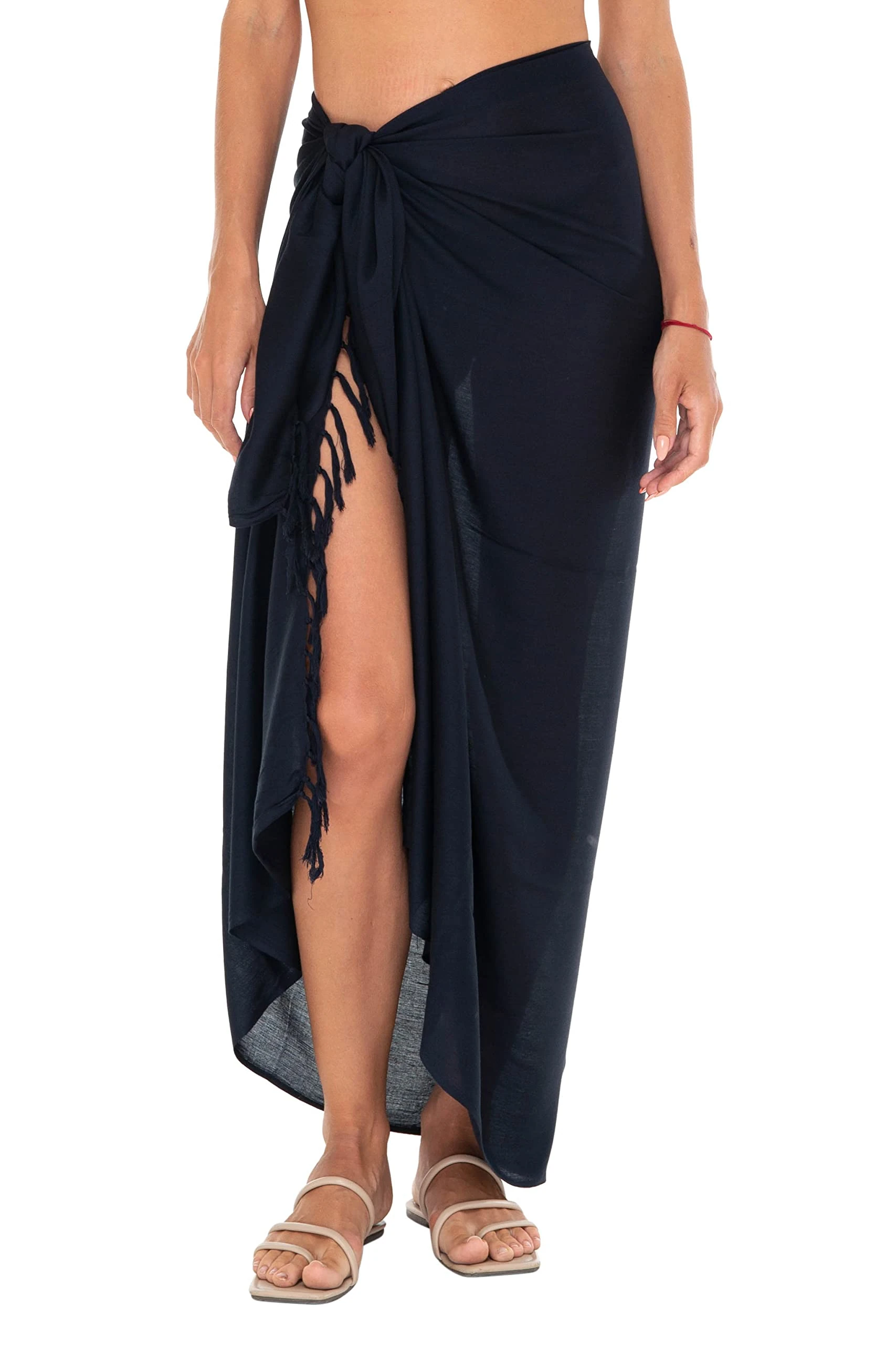 SHU-SHI - Beach Sarong - for Women - Swimsuit Pareo Cover-Up - One Size - Black