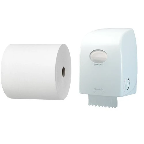 Scott Airflex 6667 Hand Towels 1 Ply Sheets per Roll, 304 WHITE (Pack of 6) Plus Dispenser