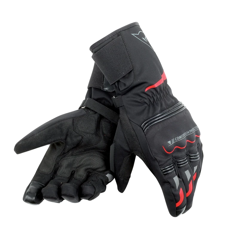Dainese-TEMPEST UNISEX D-DRY LONG Gloves, Black/Red, Size XS