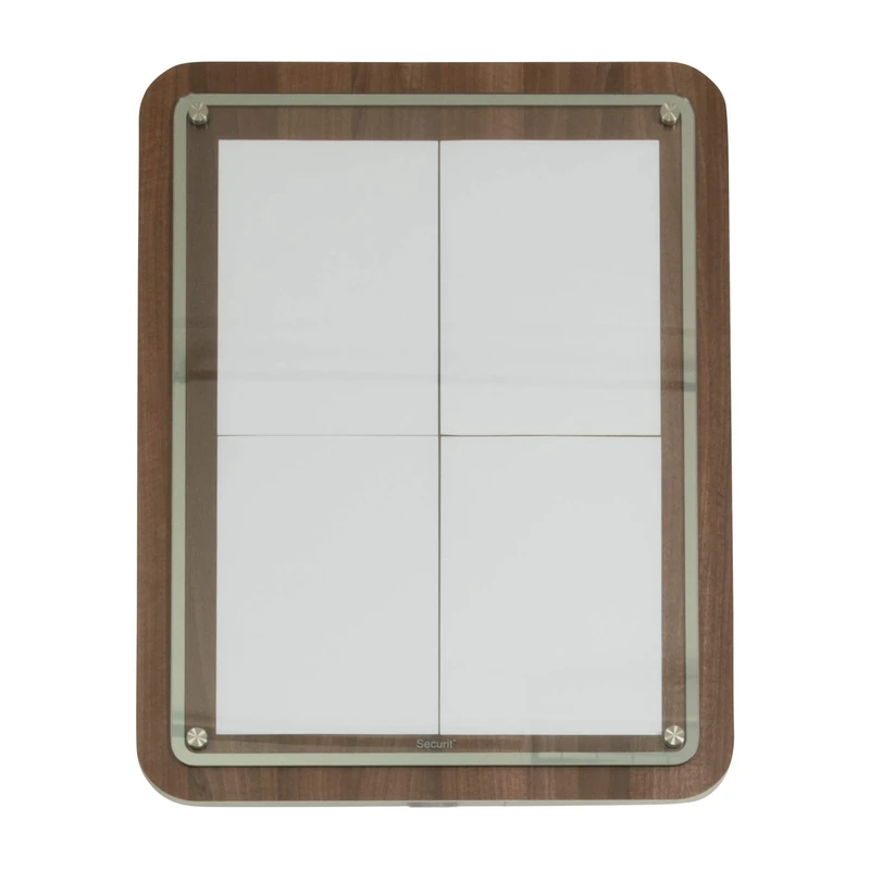 Securit Glass Star Information Display, 4xA4 (A2), 57x75x3cm, Walnut/Stainless Edge (MCS-4A4-WAL)