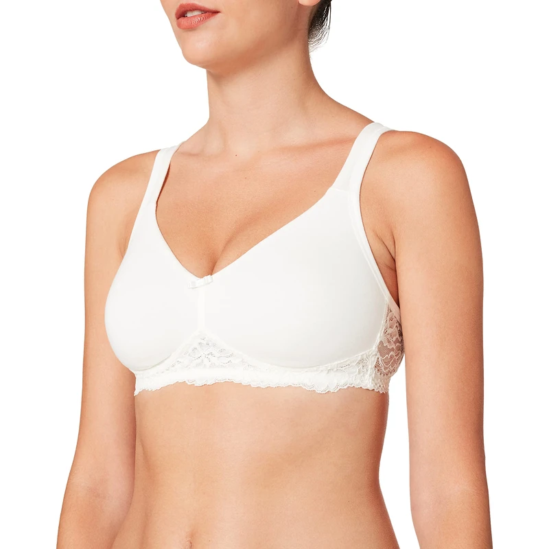 Susa Women's Damen Bh Ohne Bügel Gemoldet Organic-Cotton Wireless Bra, White (Nature 229), 36D