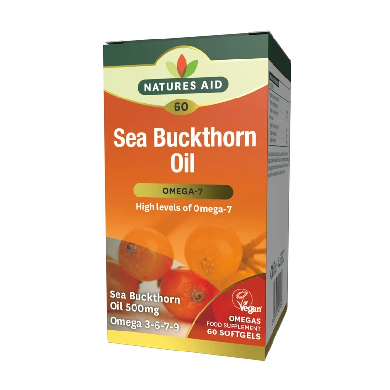 Natures Aid Sea Buckthorn Oil 500mg - Omega-7 Softgels 60ct