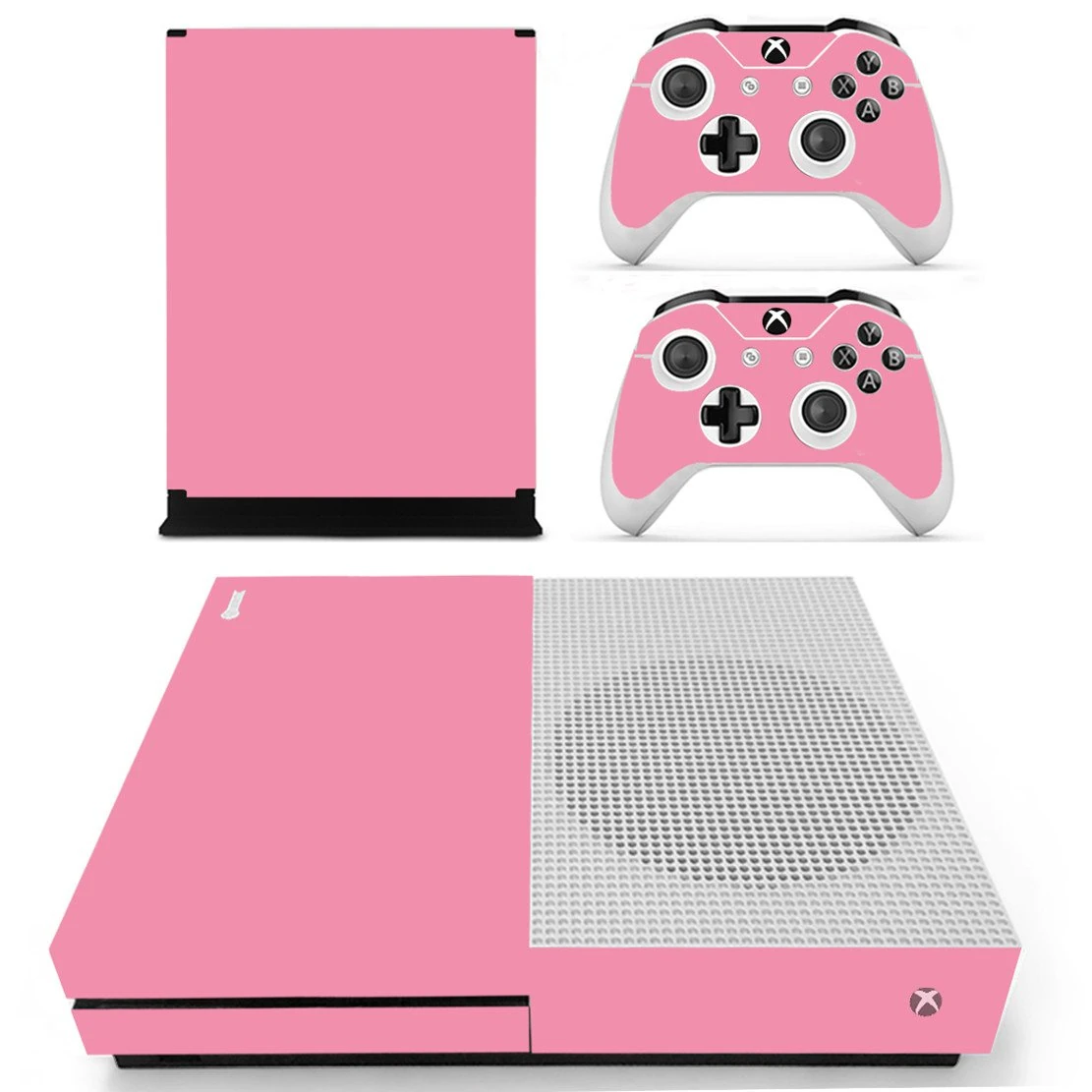 DOTBUY Vinyl Decal Full Body Skin Sticker For Microsoft Xbox One S Console And 2 Controllers And Kinect 2.0 (All Pink)