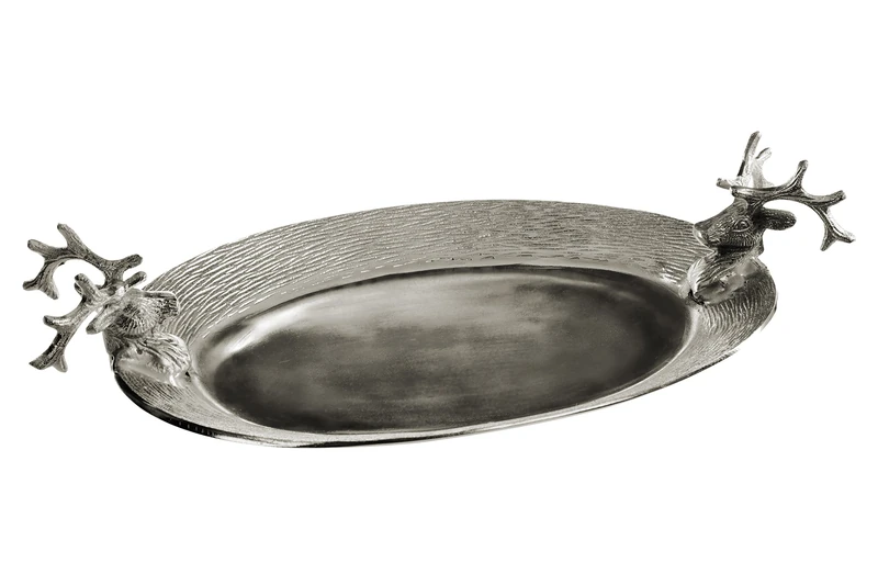 Premier Housewares Deer Serving Tray, Nickel Finish