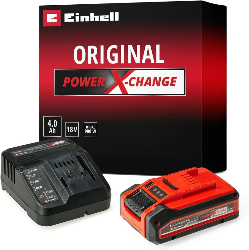 Einhell 18V 4.0Ah Lithium-Ion Battery and Charger Starter Kit, Power X-Change, Universally Compatible With All Einhell PXC Power Tools And Garden Machines, packaging may vary 4512042