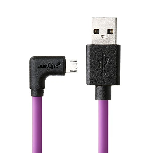JuicEBitz 3m USB 2.0 Type A to Micro USB Right Angled Charger Cable Data Lead compatible with Android Phones & Tablets - Samsung, LG, Sony Xperia, HTC etc. (Purple)