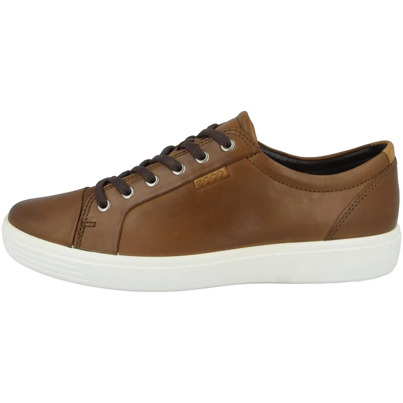 ECCO Soft 7 Tie Men's Leather Low-Top Sneakers - Braun