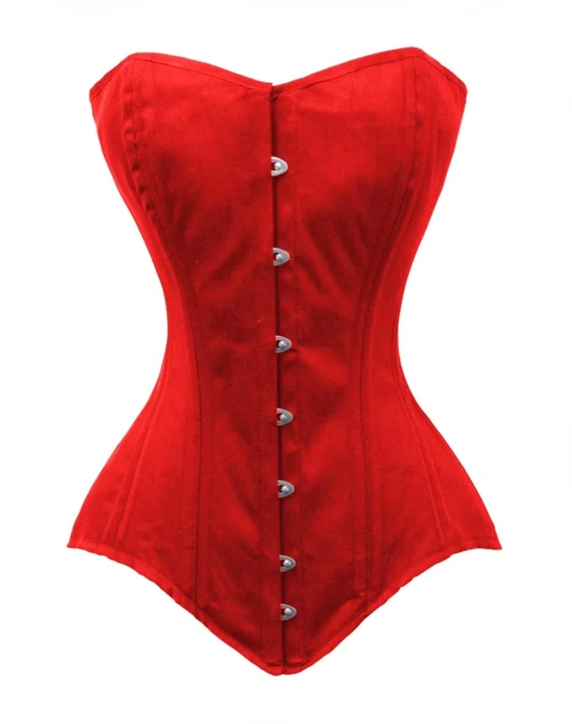 luvsecretlingerie Heavy Duty 26 Double Steel Boned Waist Training Cotton Longline Overbust Tight Shaper Corset