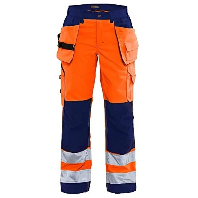 Blakläder 715618115389D21 Size D21 "High-Vis" Ladies Trousers with Nail Pockets - Orange/Navy Blue