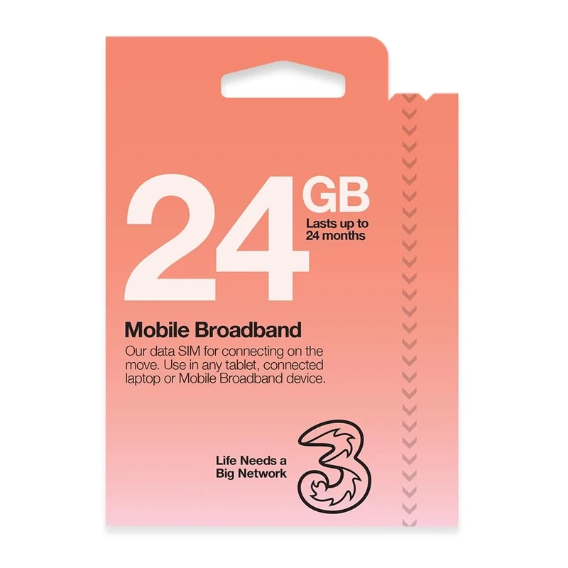 Three Mobile Pay As You Go Mobile Broadband 24 GB data SIM - Image 1