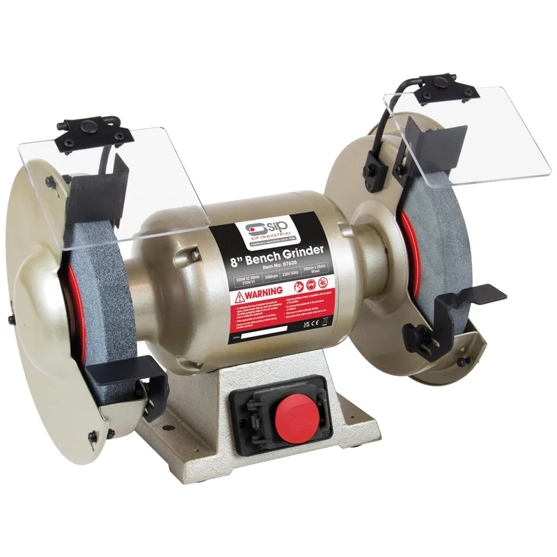 SIP Electric Bench Grinder 8" 230V 550W 2980RPM 200mm x 25mm Wheel, Coarse and Fine Grit Grinding Wheels with a Wire Wheel Included
