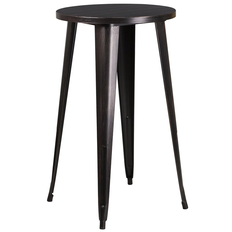 Flash Furniture Round Indoor-Outdoor Bar Height Table, Metal, Black/Antique Gold, 101.6 x 66.040000000000006 x 12.7 cm