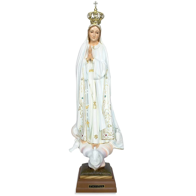 Toccare Hand Painted Our Lady of Fatima Statue - Made in Fatima (17.5", Painted Eyes)
