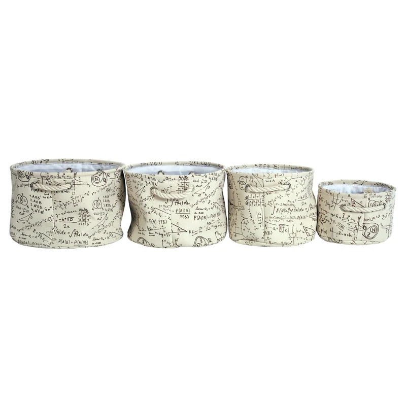 Rebecca Mobili Set of 4 Storage Basket Small Box Canvas Modern Laundry Organisation Home Bathroom (Cod. RE4753) - Image 1