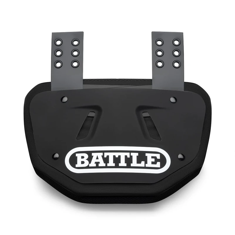 Battle Sports Football Back Plate – Hard Shell Lower Back Protector with Contoured Foam for High-Impact Protection - Adult, Black/White - Image 1