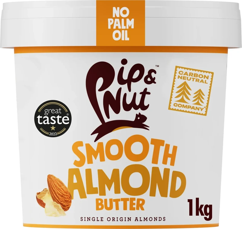 Pip & Nut - Smooth Almond Butter (1kg) | Natural Nut Butter, No Palm Oil, No Added Sugar, Hi-Oleic Almonds, High in Unsaturated Fats, Gluten Free, Vegan, Dairy Free