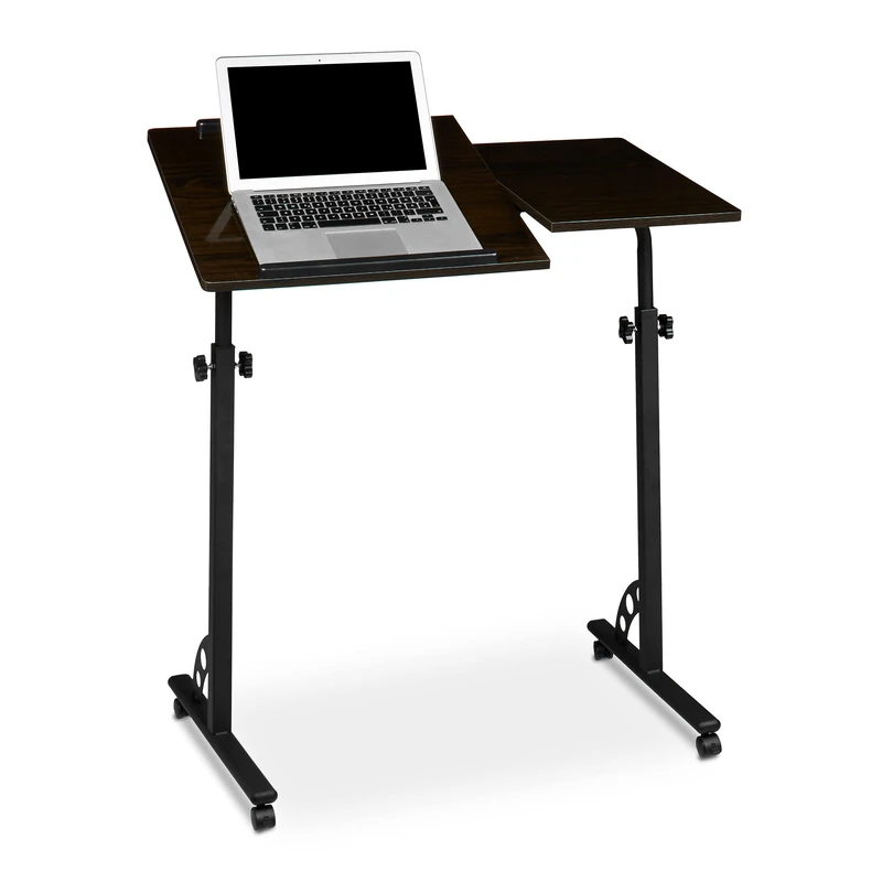 Relaxdays Laptop Table, Large, Height Adjustable, 110 x 80 x 50 cm, Mobile Podium w/ Wheels, Lecturn, Black - Image 1