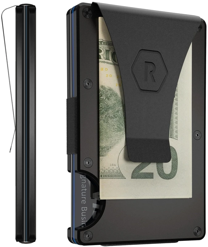 Ridge Wallet for Men - Slim Minimalist Compact Wallet and Card Holder, RFID Protected Front Pocket Wallets for Men with Integrated Money Clip (Royal Black)