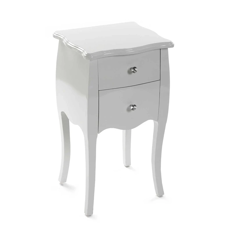 Versa Cagliari Bedside table Small or auxiliary table for the Bedroom or Living room, with 2 drawers, Measurements (H x L x W) 71 x 35 x 40 cm, Wood, Colour White