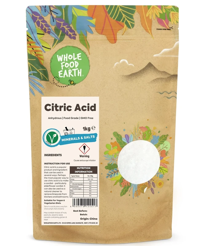 Wholefood Earth - Citric Acid 1kg - Anhydrous - Food Grade