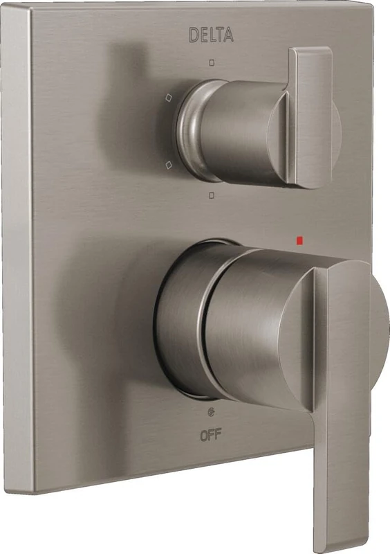 Delta T24967-SS, Stainless Ara Angular Modern Monitor 14 Series Valve Trim with 6-Setting Integrated Diverter