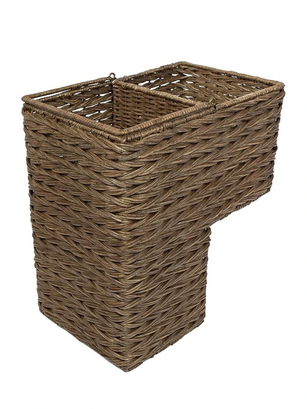 KOUBOO 1060100 Sweater Weave Handwoven Wicker Stair Step Basket, 15" x 9.5" x 16", Coffee Brown