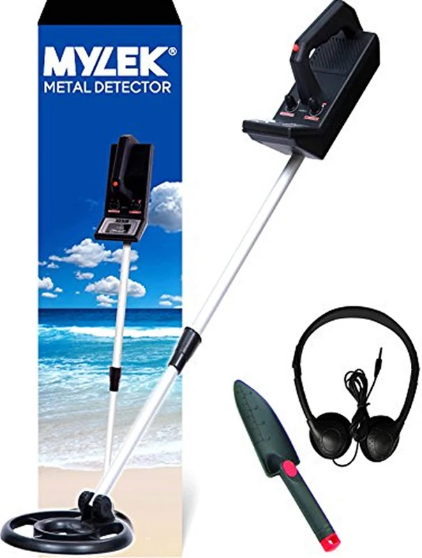 MYLEK Metal Detector Kit Height Adjustable With Waterproof Search Coil - Detects All Gold, Silver, Non-Ferrous Metals, Treasure, Lightweight With Headphones And Shovel, Kids Adults Beginners