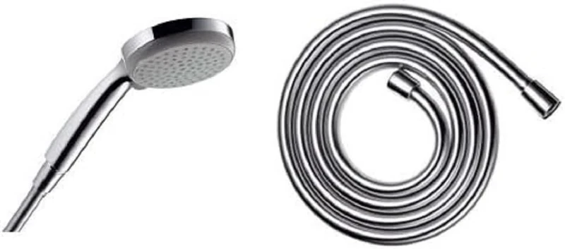 hansgrohe Croma 100 Vario Hand Shower, 4 Sprays, Chrome, 28535000 & Isiflex Shower Hose 1,25 m, Anti-Kink and Tangle Free, Chrome, 28272000
