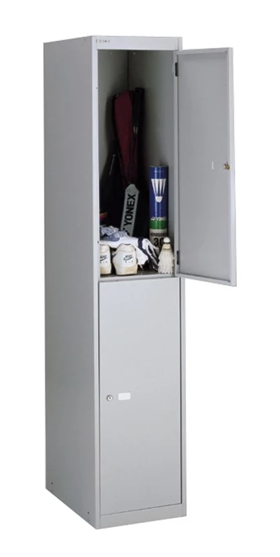 Office Hippo Bisley Steel Locker, Two Door, Fully Lockable Metal Storage With Coat Hooks, Metal Cabinet, Goose Grey, 30.5 x 30.5 x 180.2 cm