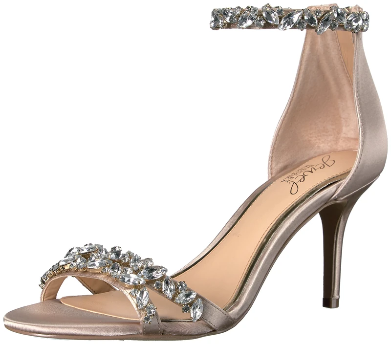 Jewel Badgley Mischka Women's Caroline Ankle Strap Heels, Beige (Champagne Satin 256), 3.5 UK - Image 1