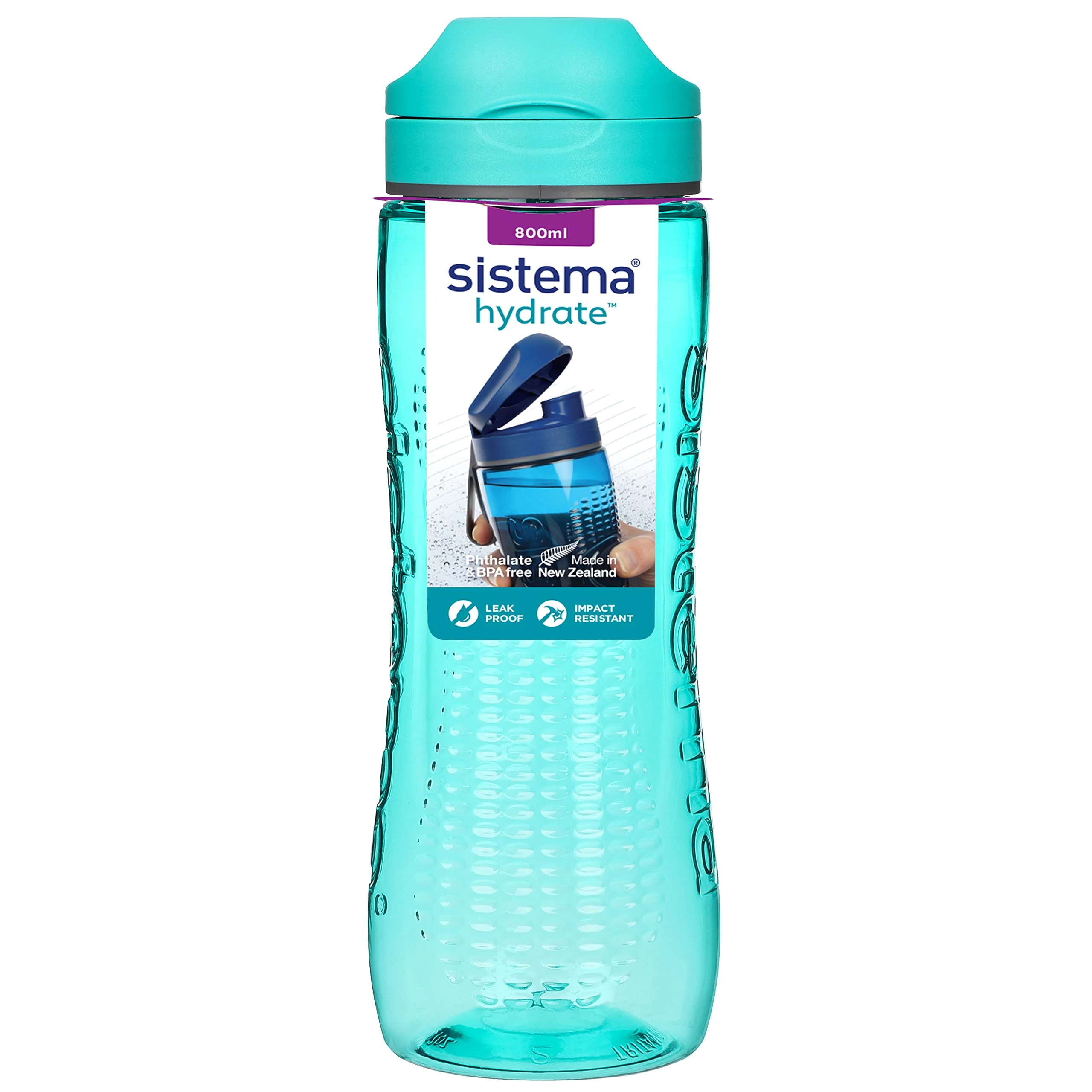 Sistema Hydrate Tritan Active Sports Water Bottle | 800 ml | Leakproof Water Bottle | BPA-Free | Assorted colors