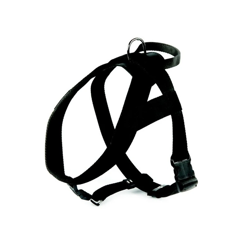 Dingo Dog Harness, Fabric Handmade, with a Handle on the Top and Safety Plastic Clasp Black 12849