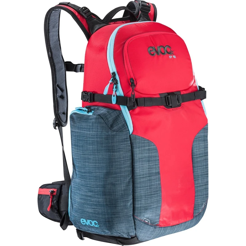 EVOC CP 18l Outdoor Camera Backpack for professional photo equipment (padded, ergonomic carrying system, strap system for ice axes, skis, snowboard or tripod, incl. rain cover), Red