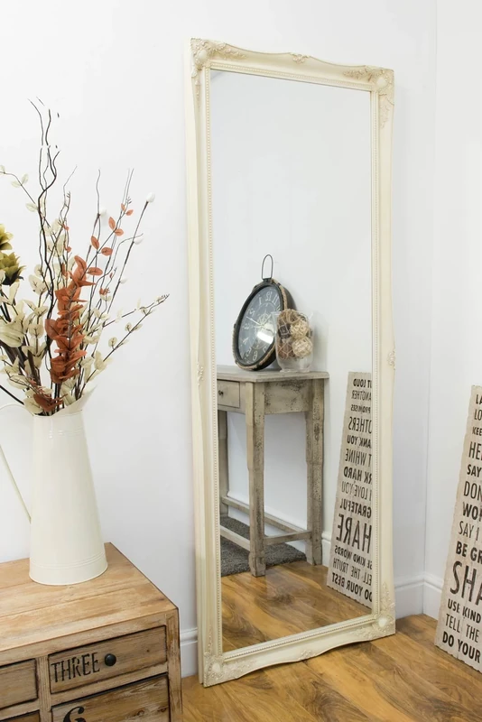 Large Ivory Shabby Chic Ornate Big Wall Mirror Bargain 6Ft6 X 2Ft6 198cm X 75cm