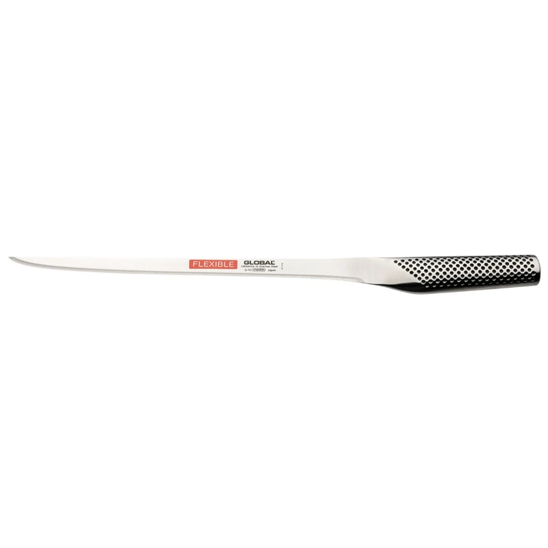 Global G-95 Ham/Salmon Slicer 25cm Flexible Blade, Japanese Knife for Cutting Meat, Premium All Stainless Steel Design