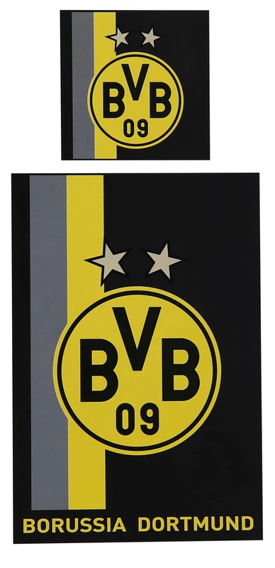 Borussia Dortmund, Bed linen with stripe pattern, black-yellow, 135x200
