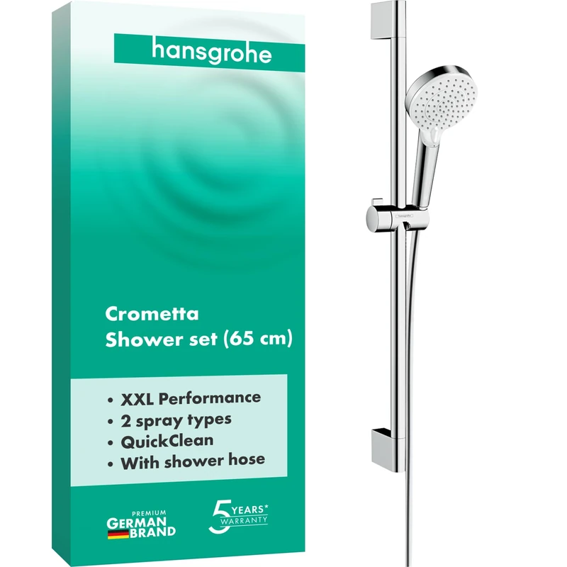 hansgrohe Crometta Vario 100 shower set 0.65 m, 2 spray modes, white/chrome