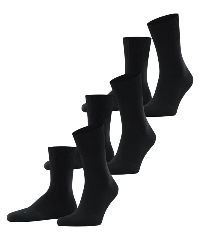 FALKE Mens Run Multipack U Cotton Plain Socks, Black 3000, 5.5-7.5 UK