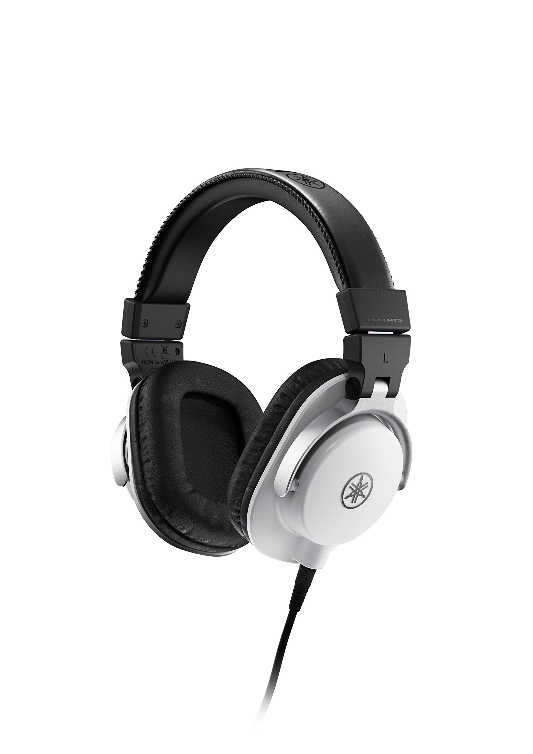 Yamaha HPH-MT5 Studio Headphones - Foldable monitor headphones with 3m cable and 6.3mm standard stereo adapter plug, white