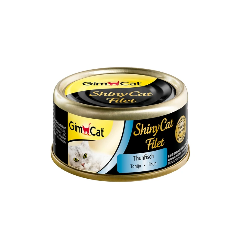 GimCat ShinyCat Filet Tuna - Cat food with juicy fillet meat and no added sugar for adult cats - 48 tins (48 x 70 g)