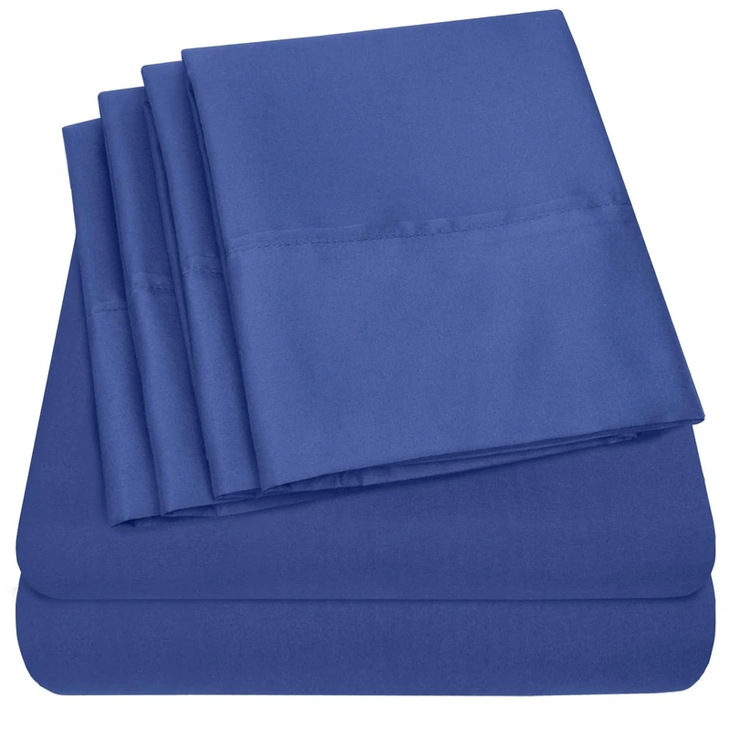 Sweet Home Collection King Size Bed Sheets - 6 Piece 1500 Supreme Collection Fine Brushed Microfiber Deep Pocket King Sheet Set Bedding - 2 Extra Pillow Cases, Royal Blue