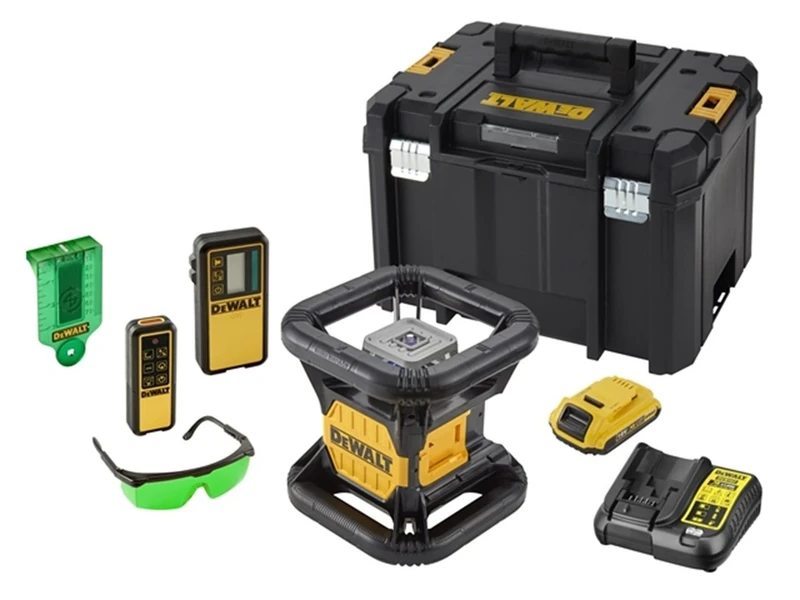 Dewalt DCE079D1G XR Self Level Rotary Laser Kit, 18 V, Yellow/Black, Set of 8 Pieces