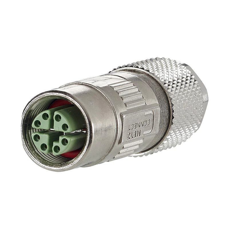 Metz CONNECT MMF881A315 M12 Silver Wire Connector - Wire Connectors (M12, Silver, Cat6a, IP67)