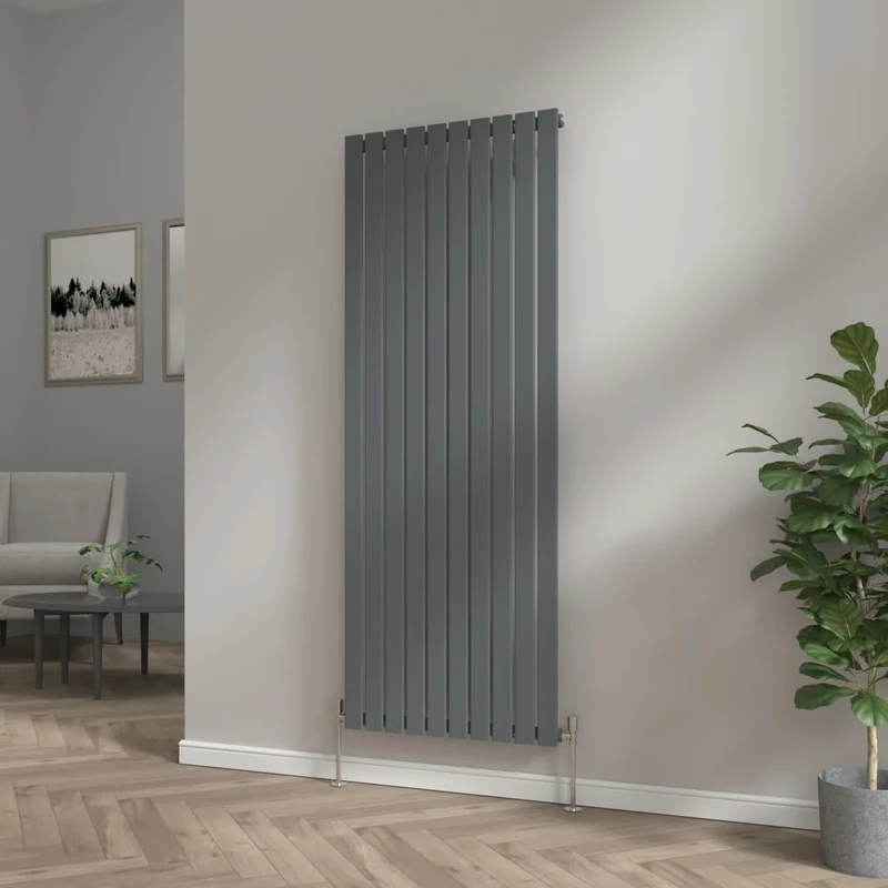 NRG Modern Vertical Upright Column Radiator Bathroom Central Heating Anthracite Flat Panel 1800x680mm - Single