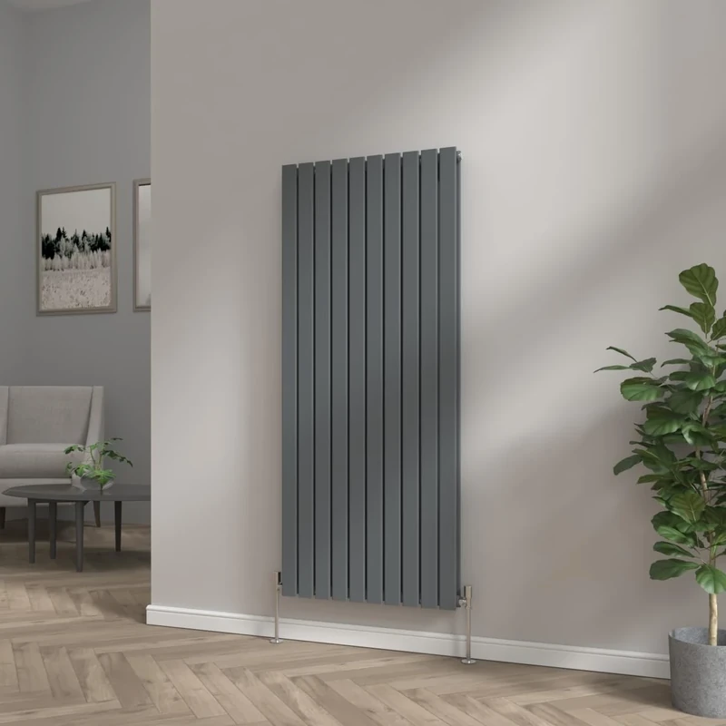 NRG Modern Vertical Upright Column Radiator Bathroom Central Heating Anthracite Flat Panel 1600x680mm - Double