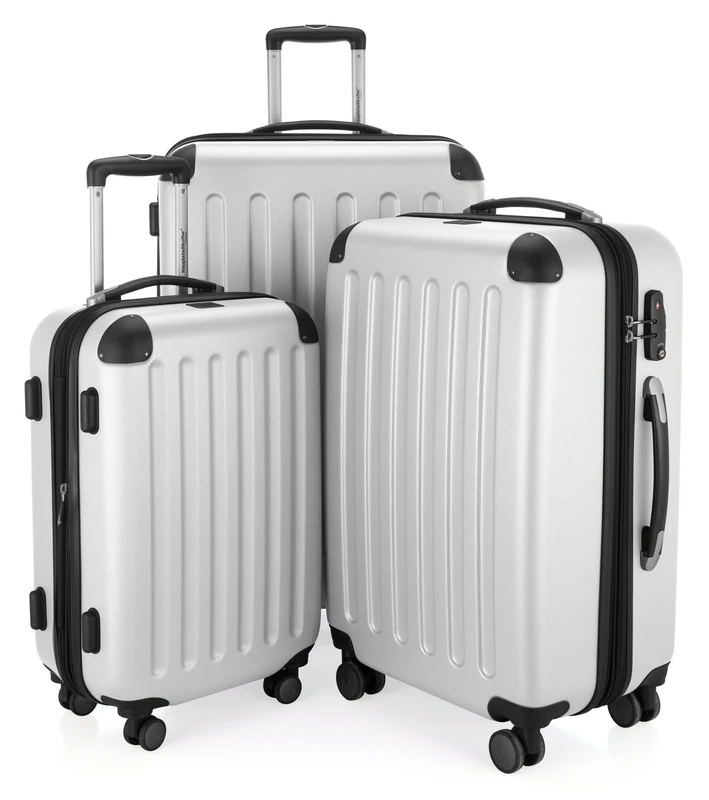 HAUPTSTADTKOFFER - Spree - Set of 3 Hard-Side Luggages Glossy Suitcase Hardside Spinner Trolley Expandable (55, 65 & 75 cm) TSA, White