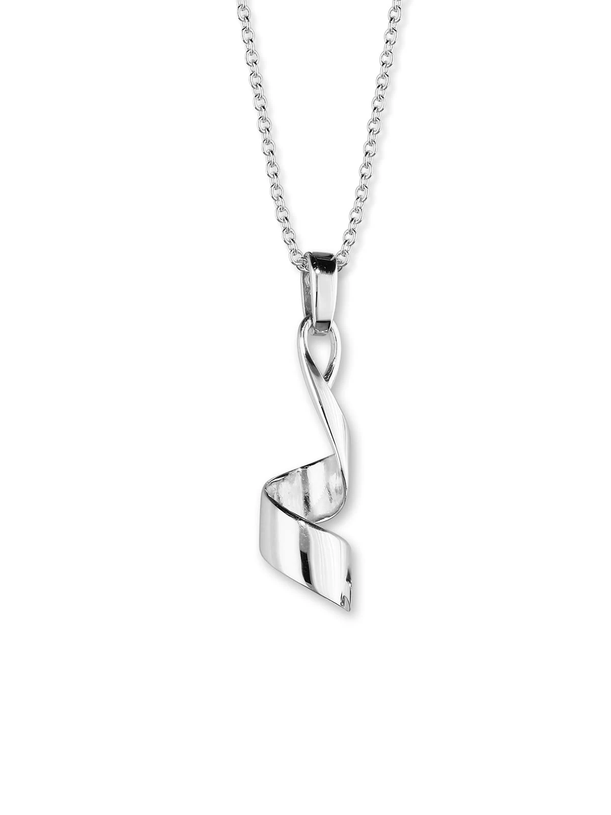 ORTAK 925 Sterling Silver Handmade Pendant Necklace, Handmade Flowing Twisting Design, High Polished, Scottish Fine Jewellery, Made In Orkney Islands, Scotland