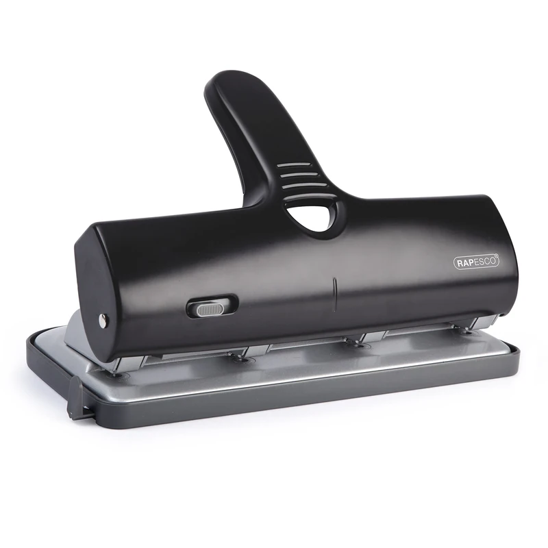 Rapesco 1293 Heavy Duty ALU 40 Metal 4-Hole Punch, 40 Sheet Capacity, Black